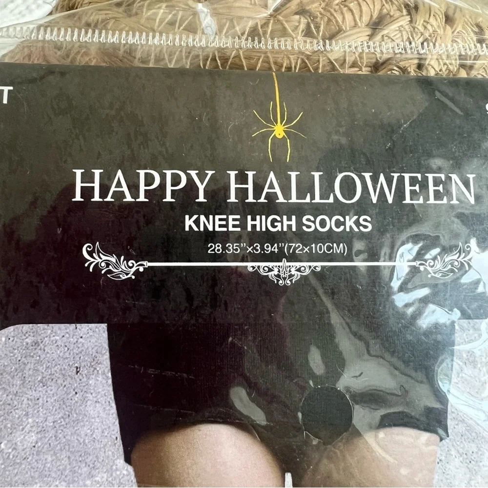 Happy Halloween Knee High Socks 🎃 Black & White Crossbones‎ Adult Costume